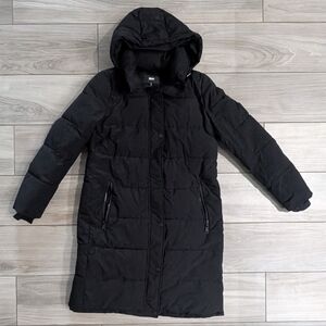 DKNY Winter Long Puffer Jacket With Detachable Hood